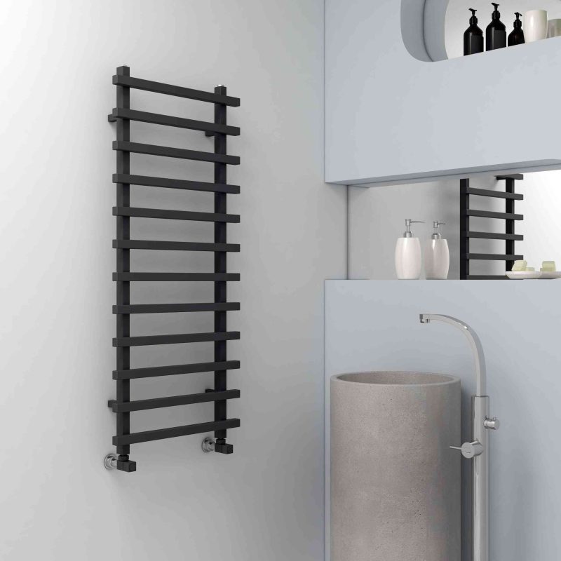 Baron L Heated Towel Rail Black