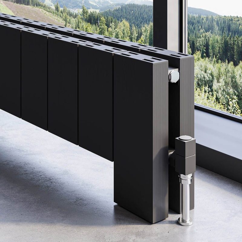 Elvino Small Radiator – Textured Black Double Close up