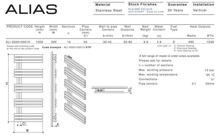 Carisa Alias Stainless Steel Towel Radiator - Satin Polished Chrome - Image 6