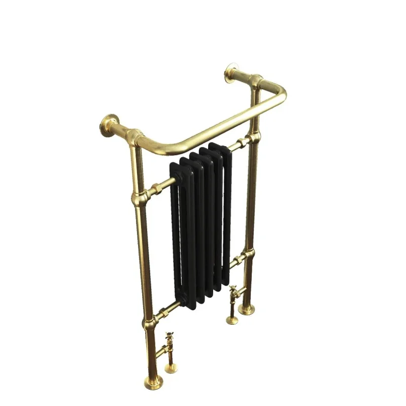 Oxford Traditional Towel Rail - Brushed Brass Frame & White Columns - Image 6