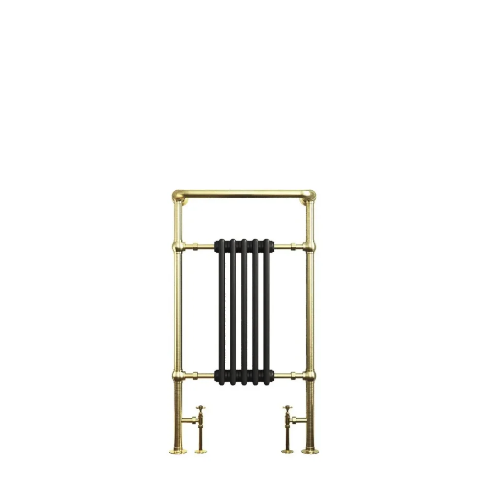 Oxford Traditional Towel Rail - Brushed Brass Frame & White Columns - Image 4