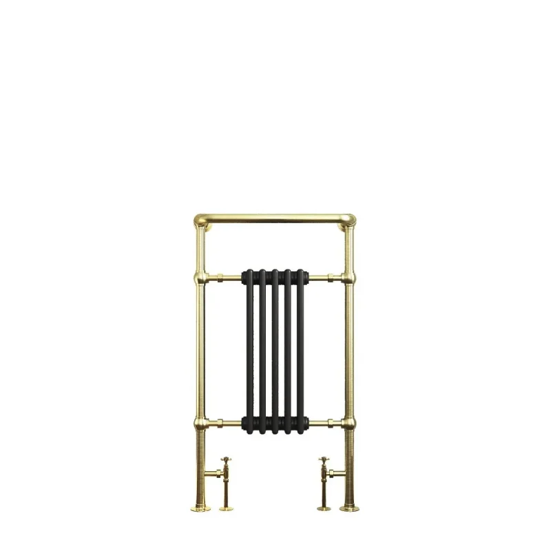 Oxford Traditional Towel Rail - Brushed Brass Frame & White Columns - Image 4
