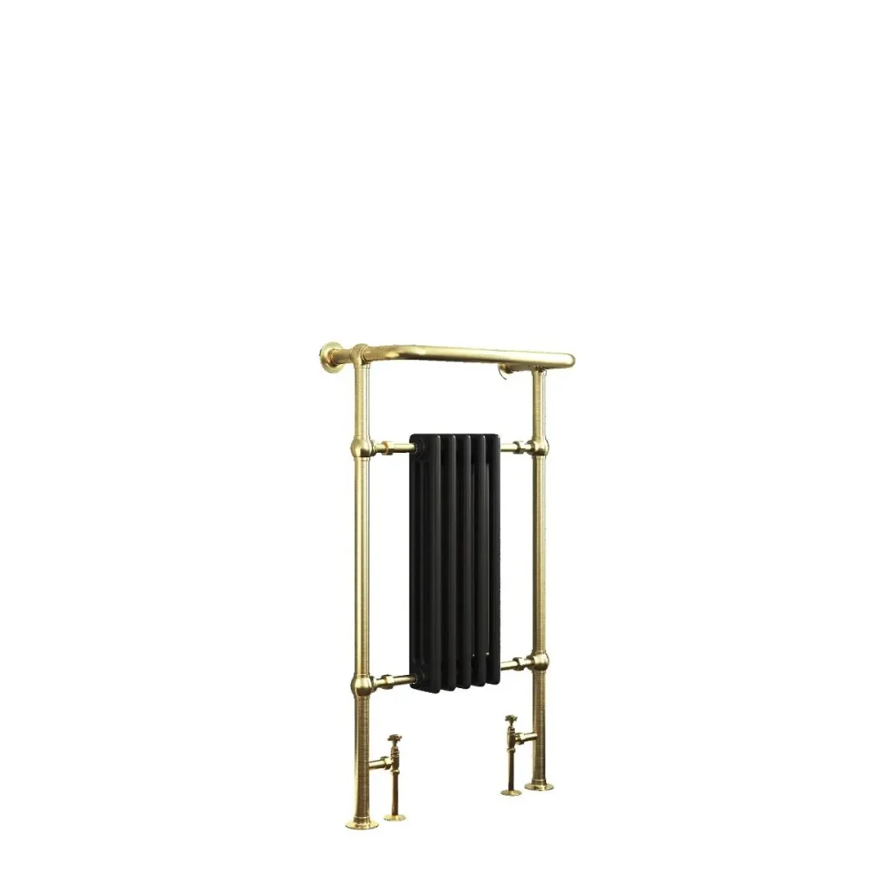 Oxford Traditional Towel Rail - Brushed Brass Frame & White Columns - Image 5
