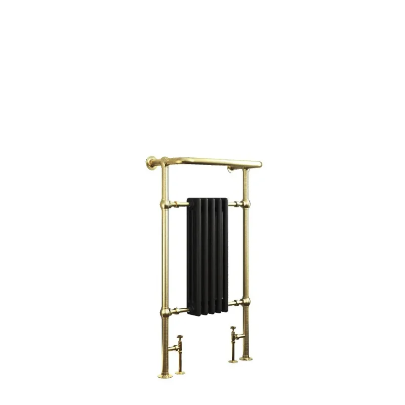 Oxford Traditional Towel Rail - Brushed Brass Frame & White Columns - Image 5