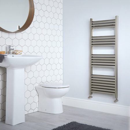 eton brushed aluminium towel radiator