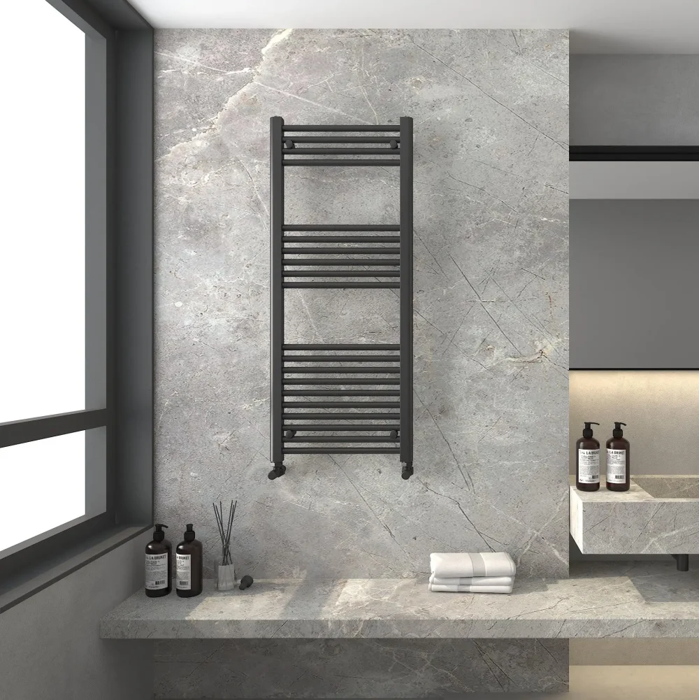 Detroit Black Designer Towel Radiator 1200x500