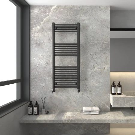 Detroit Black Designer Towel Radiator 1200x500
