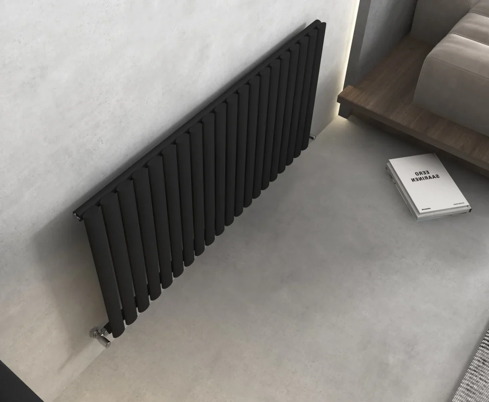 600x1200 Nirvana Black Horizontal Designer Radiator - Single