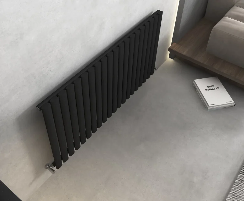 600x1200 Nirvana Black Horizontal Designer Radiator - Single