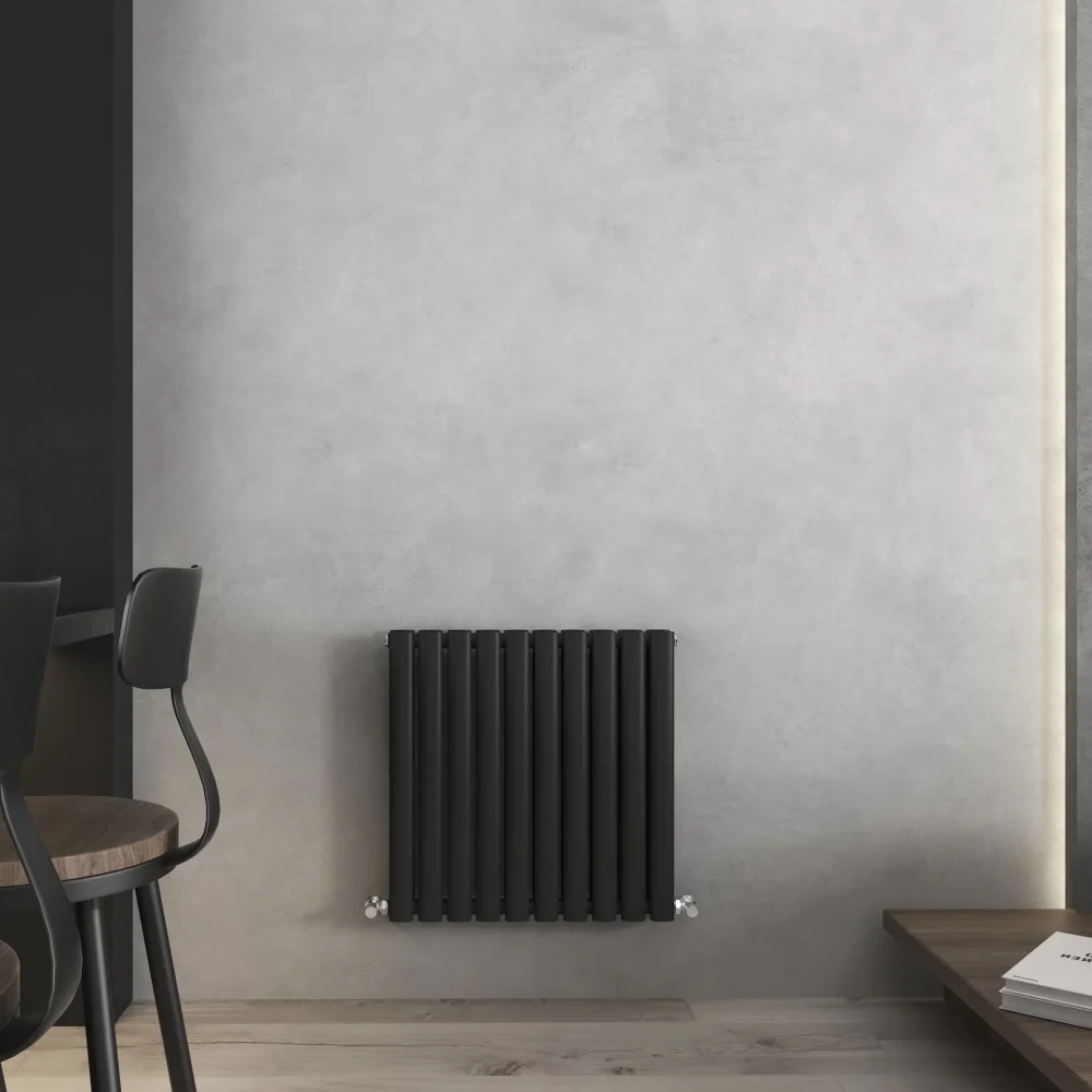 600x600 Nirvana Black Horizontal Designer Radiator