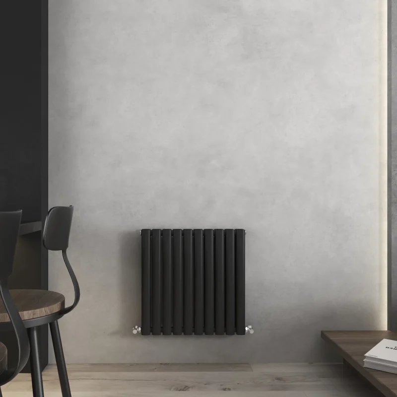 600x600 Nirvana Black Horizontal Designer Radiator