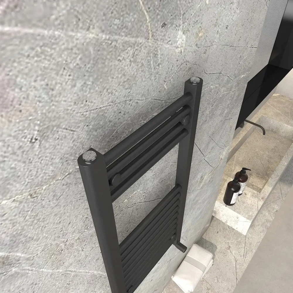 Black Designer Towel Radiator 800x350 (Close up)