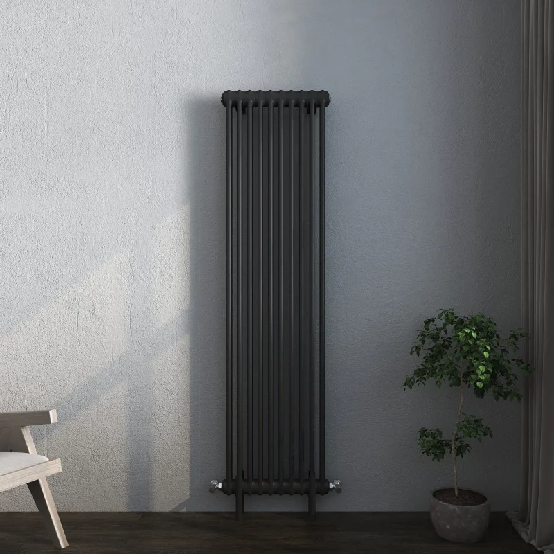 Vintage Black Column Vertical Radiator 1800x460