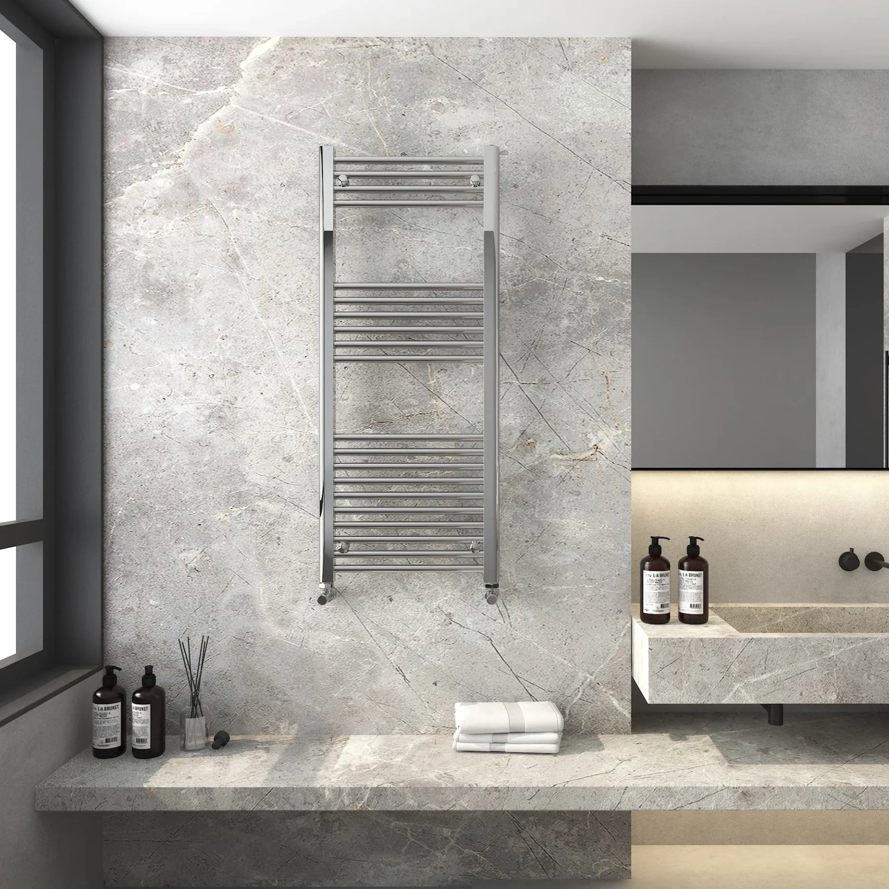 Detroit Chrome Designer Towel Radiator 1200x500