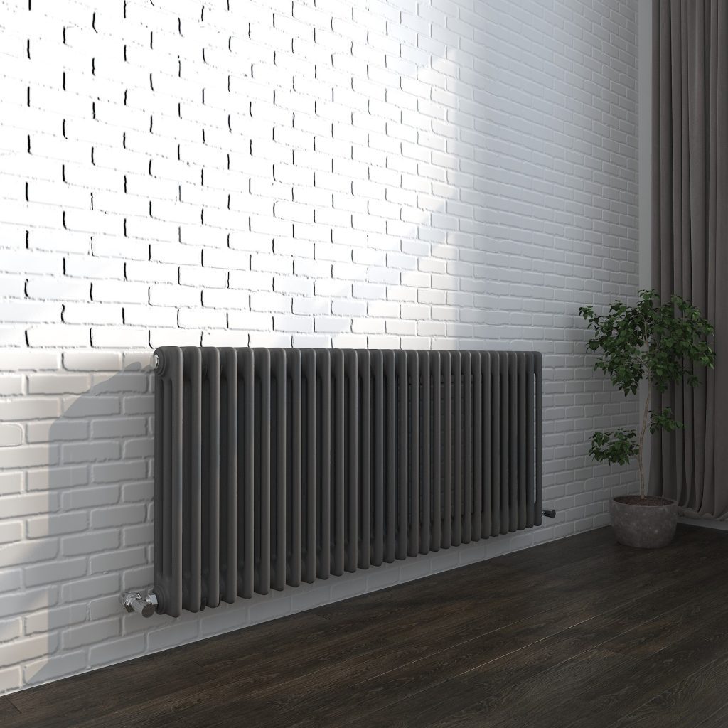 Vintage Anthracite Grey Horizontal Column Radiator