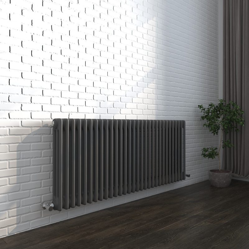 Vintage Anthracite Grey Horizontal Column Radiator