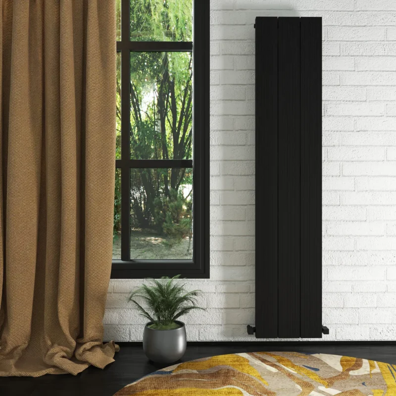Elvino Vertical Aluminium Designer Radiator – Black 1800x370