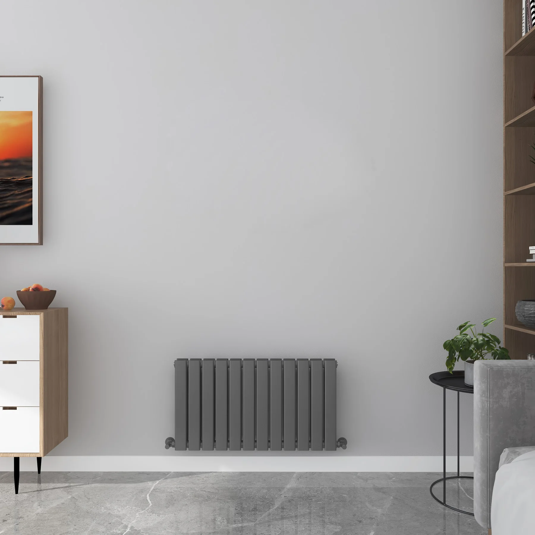 Milan Anthracite Horizontal Designer Radiator 450x840