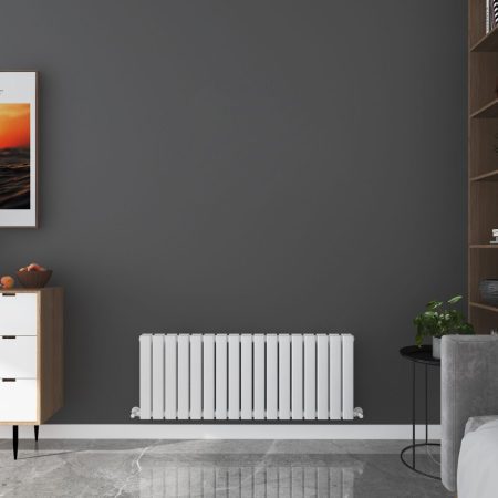 Milan White Horizontal Designer Radiator - 450x1190 - 2