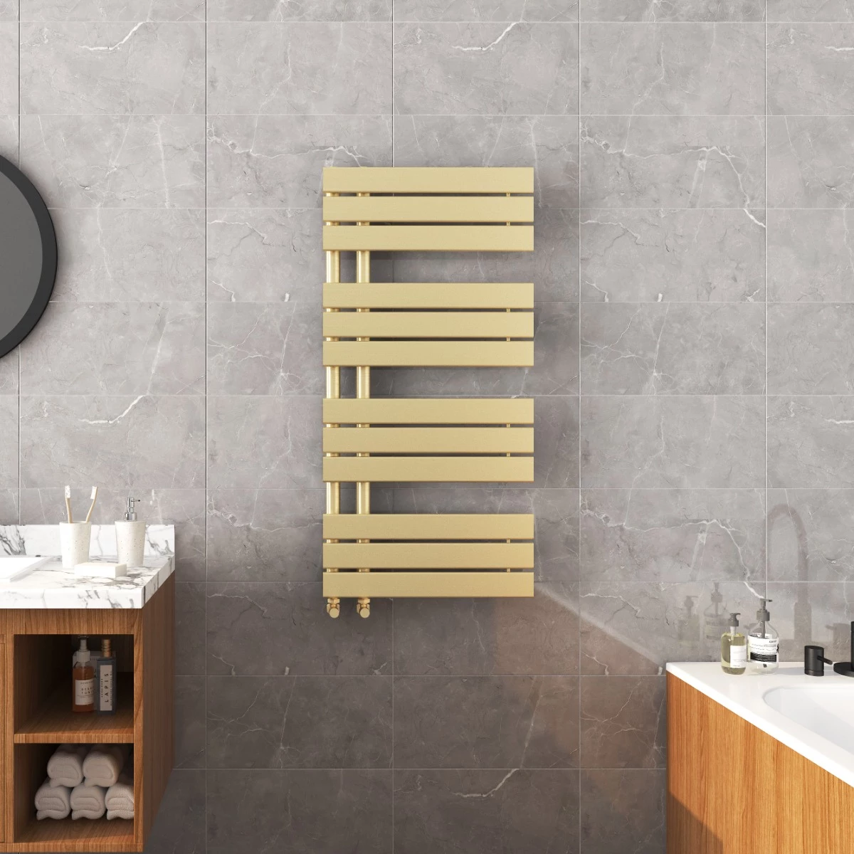 Paris Brushed Brass Towel Rail 1126 x 500mm