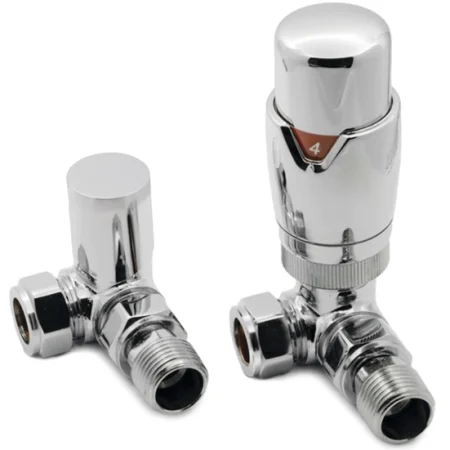 Corner Chrome Thermostatic Radiator Valve And Lockshield