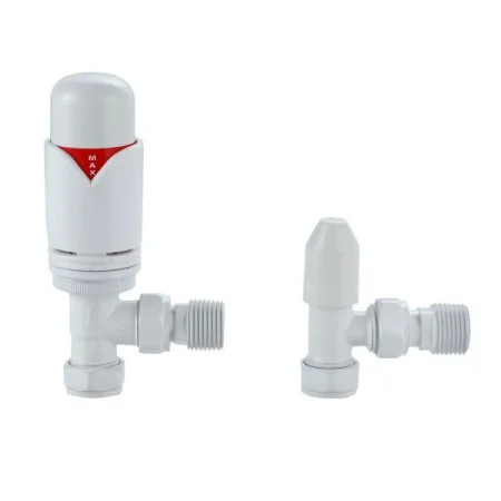 Senator Radiators Angled White Thermostatic Radiator Valve And Lockshield