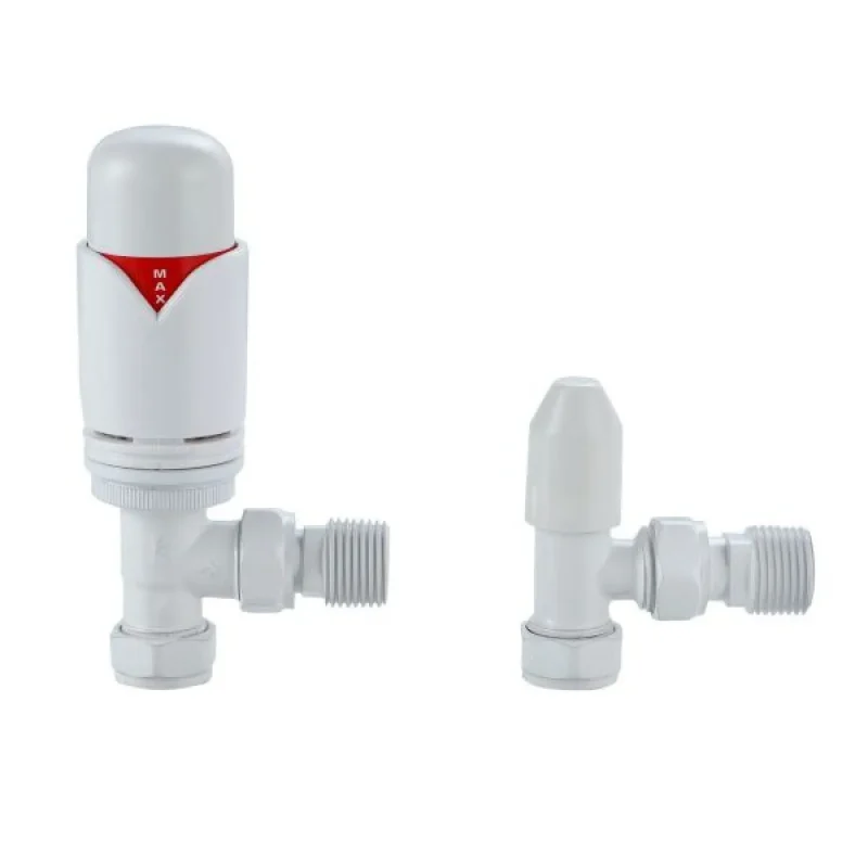 Senator Radiators Angled White Thermostatic Radiator Valve And Lockshield