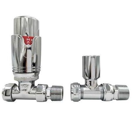 Straight Chrome Thermostatic Radiator Valve And Lockshield Logo