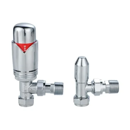 Senator Radiators Angled Chrome Thermostatic Radiator Valve And Lockshield
